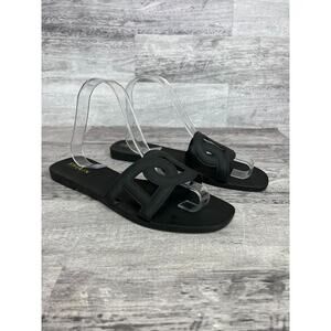 She & In Womens Black Open-Toe Slide Sandals Size 8